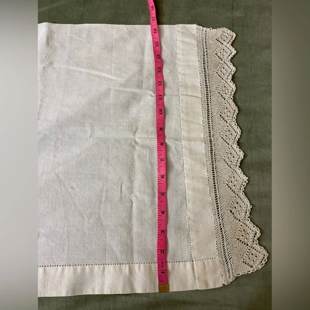 Vintage table runner cloth embroidered peacocks in center OSK